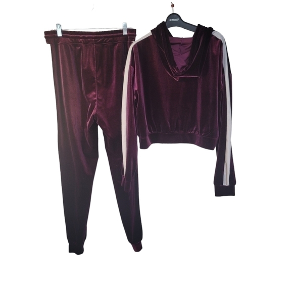 BLUENOTE Matching Purple Velvet Joggers And Hoodie Women Size L - Picture 2 of 16